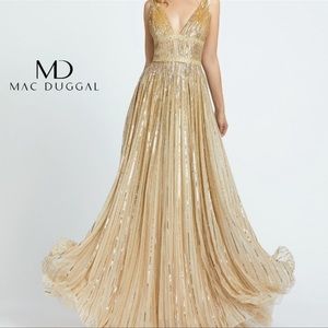 Mac Duggal gold sequin gown